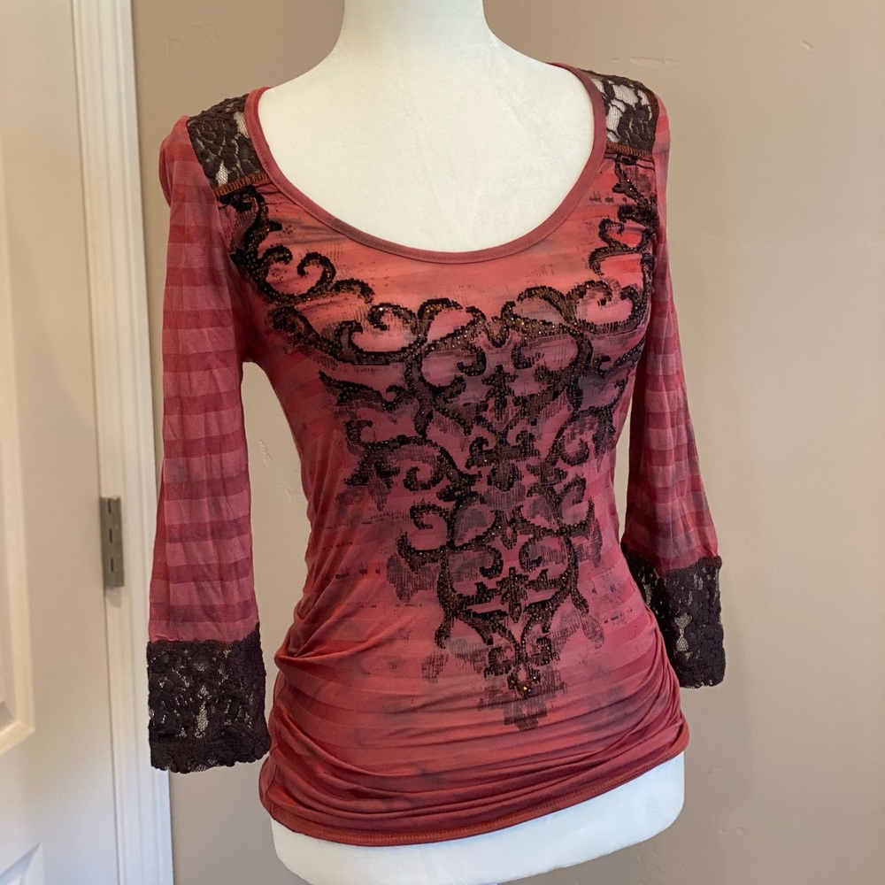 Miss Me three quarter sleeve top blouse Med